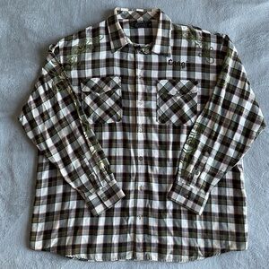 Coogi Green White Plaid Button Up Cowboy Shirt 4XL